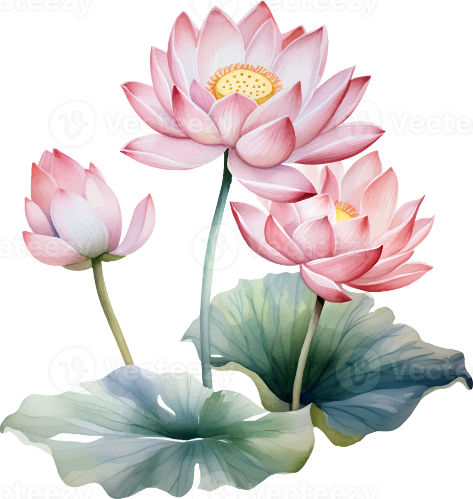 Lotus flowers watercolor ai generate 25860344 PNG