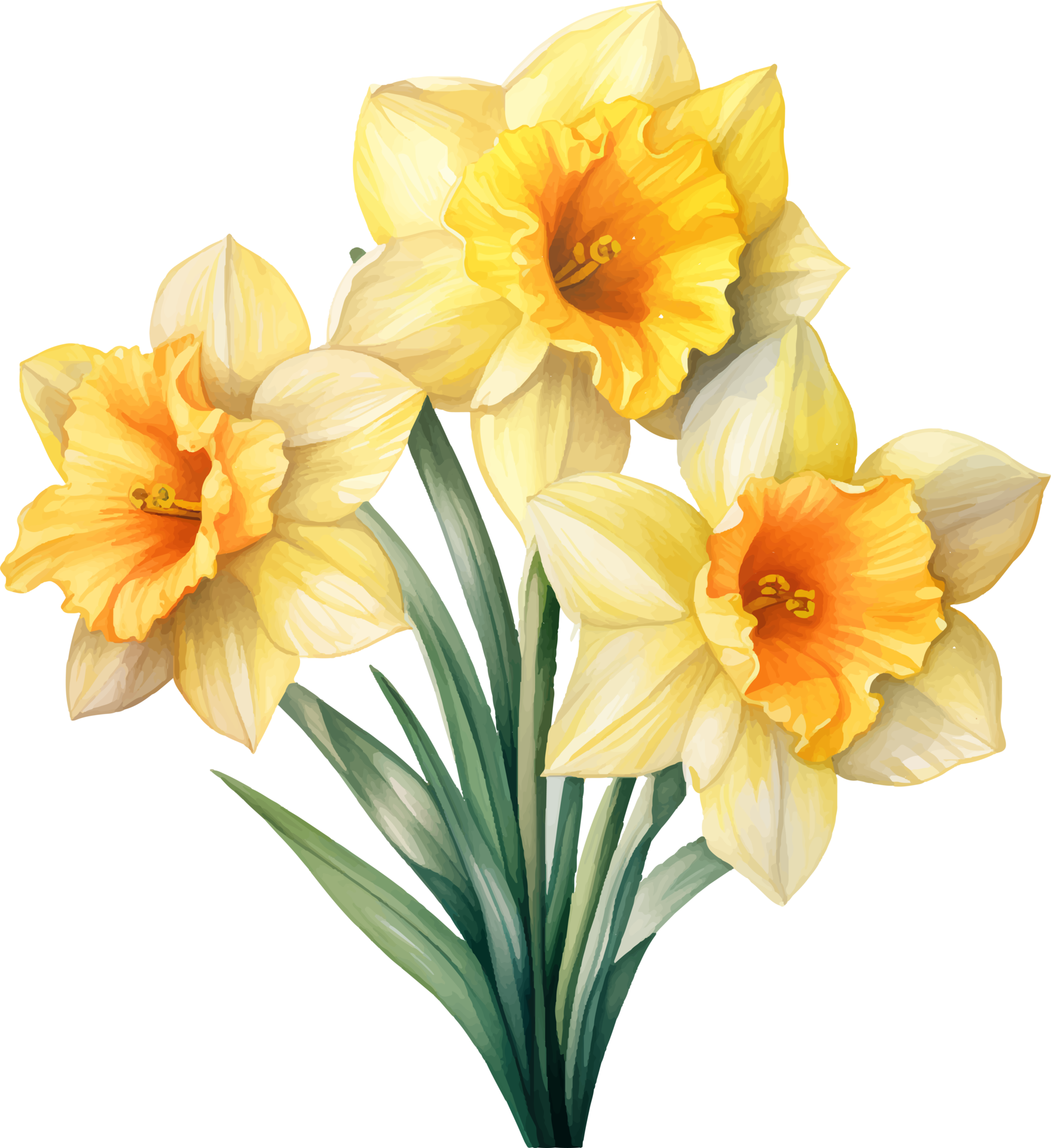Daffodils flowers watercolor ai generate 25860345 PNG