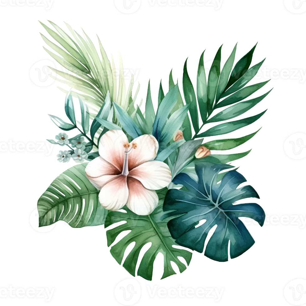 tropical leaf watercolor jungle ai generate png