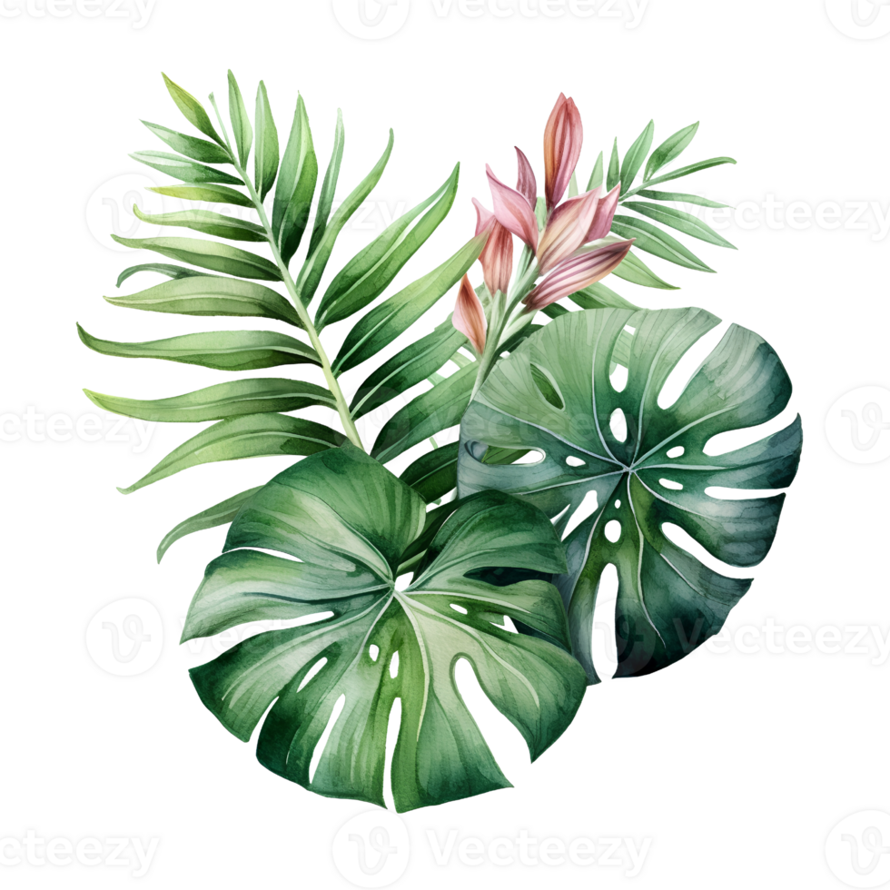 tropical leaf watercolor jungle ai generate png