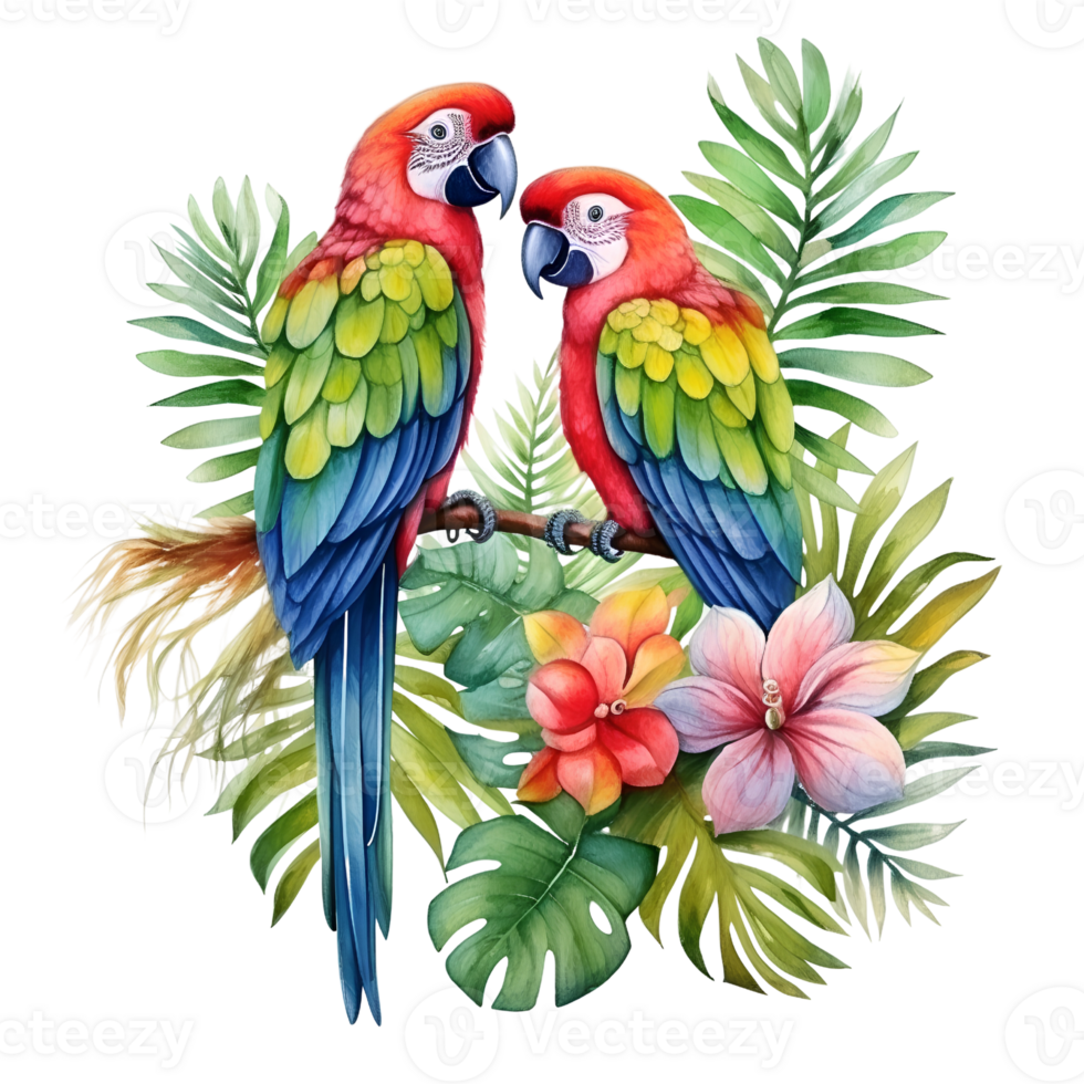 tropical leaf watercolor jungle ai generate png