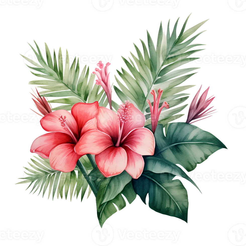 tropical leaf watercolor jungle ai generate png