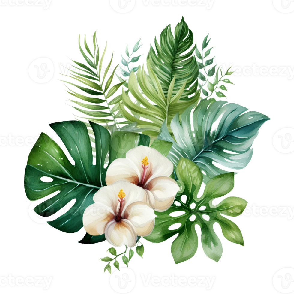 tropical leaf watercolor jungle ai generate png