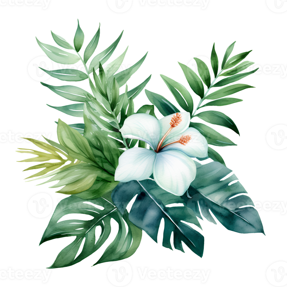 tropical leaf watercolor jungle ai generate png