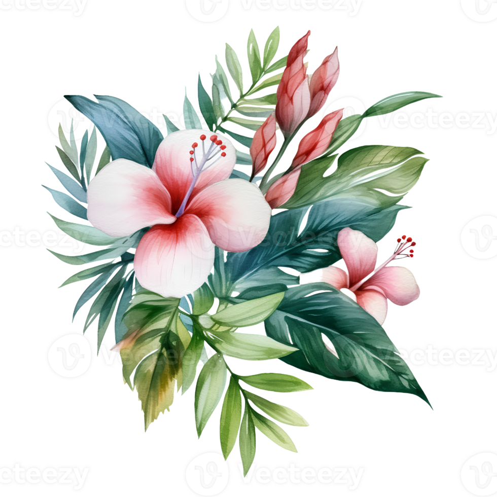 tropical leaf watercolor jungle ai generate png