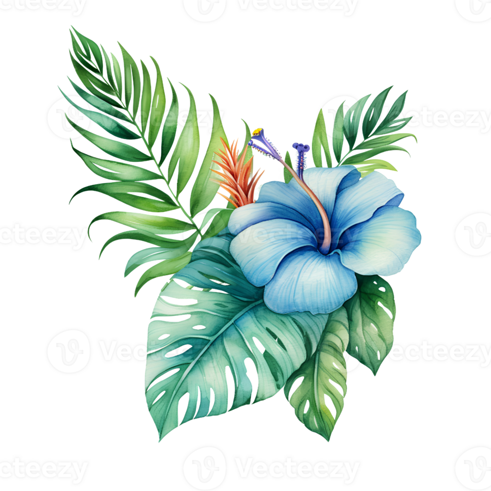 tropical leaf watercolor jungle ai generate png