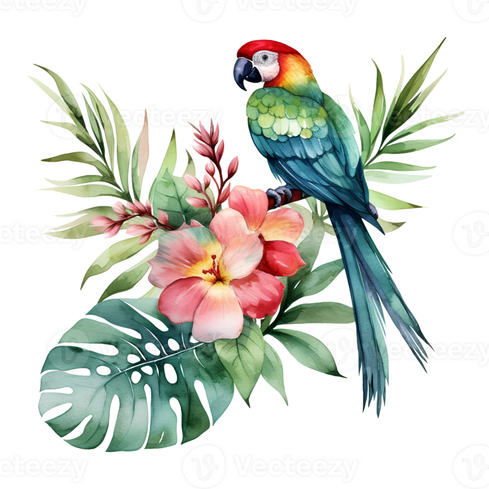 tropical leaf watercolor jungle ai generate png
