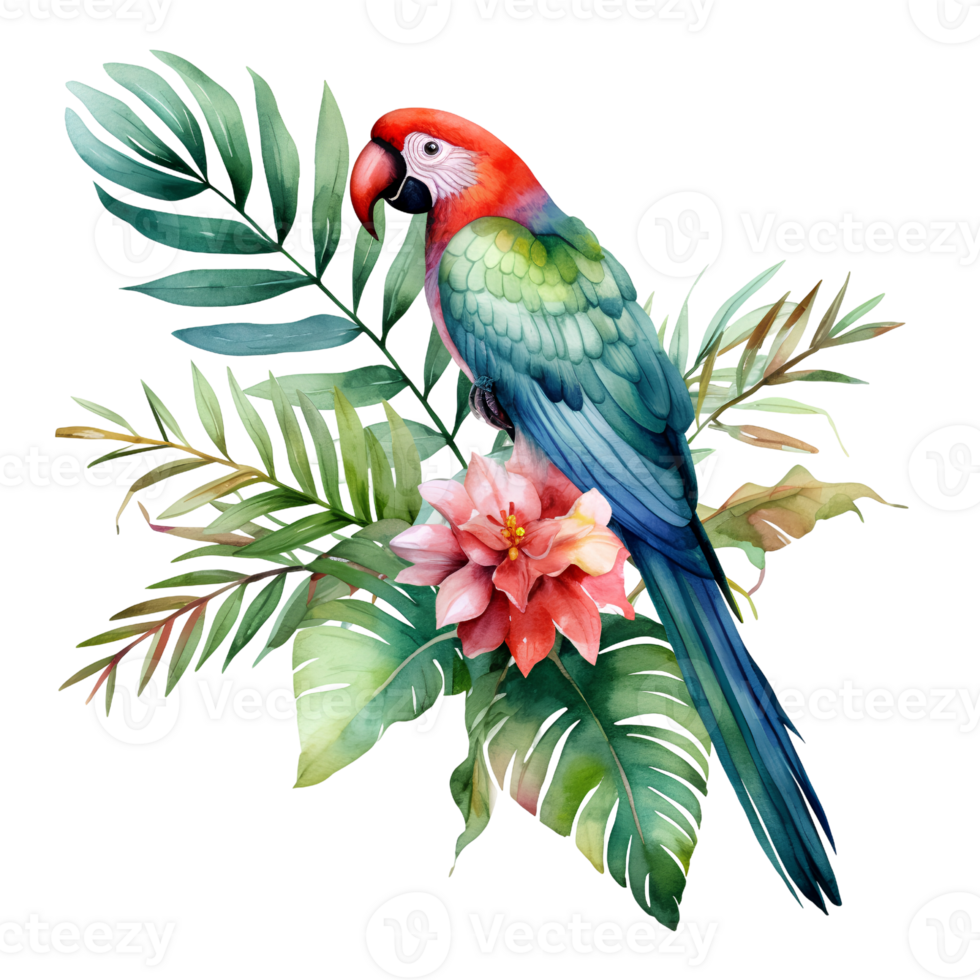 tropical leaf watercolor jungle ai generate png