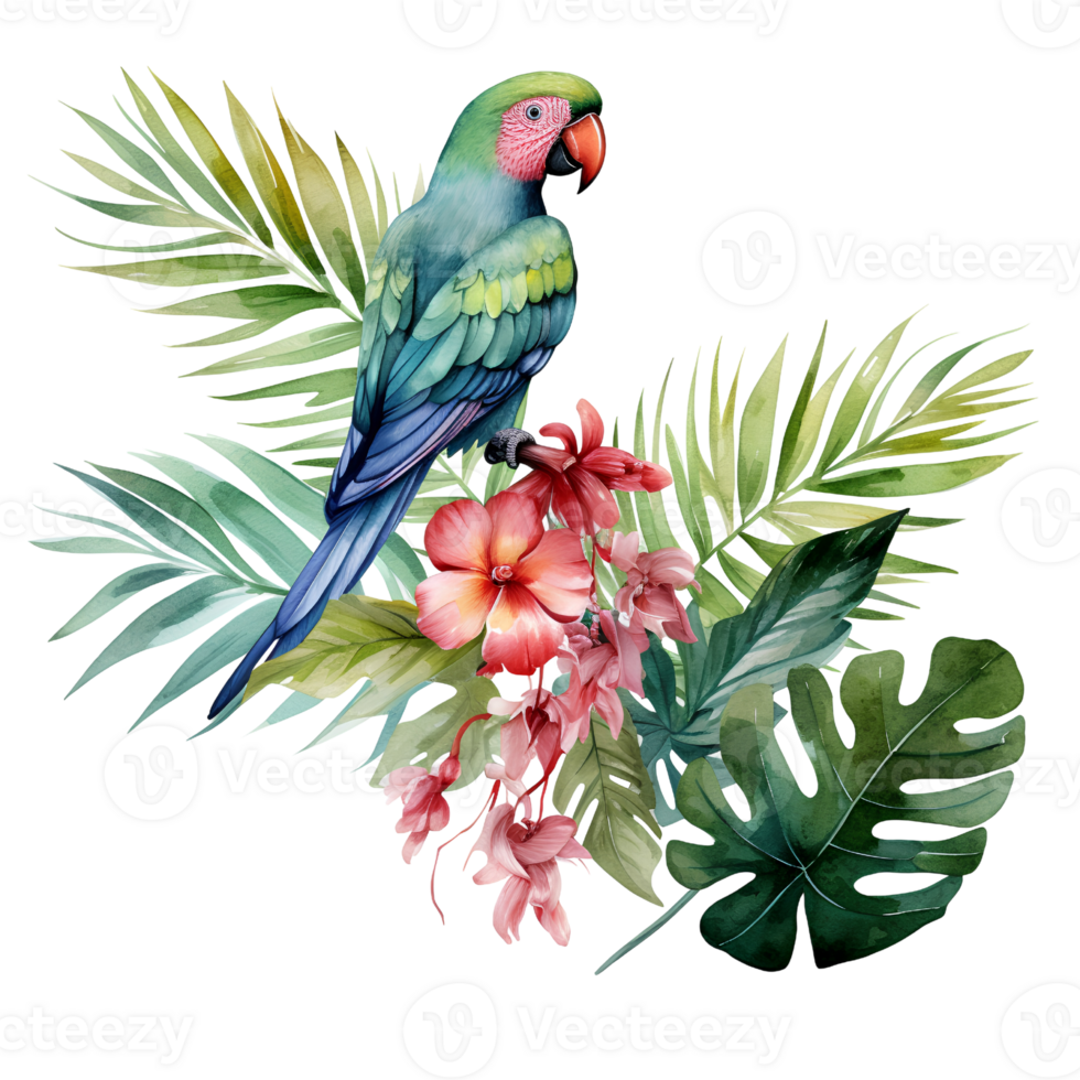 tropical leaf watercolor jungle ai generate png
