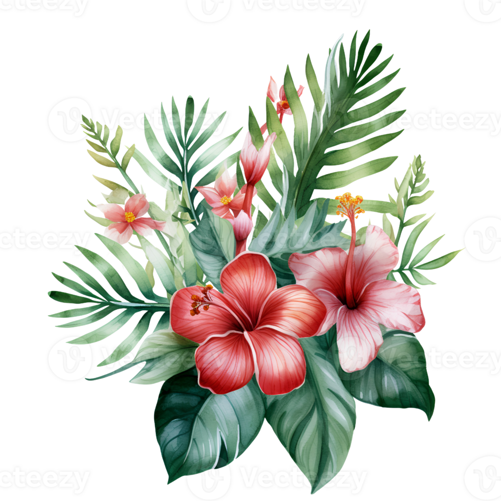 tropical leaf watercolor jungle ai generate png