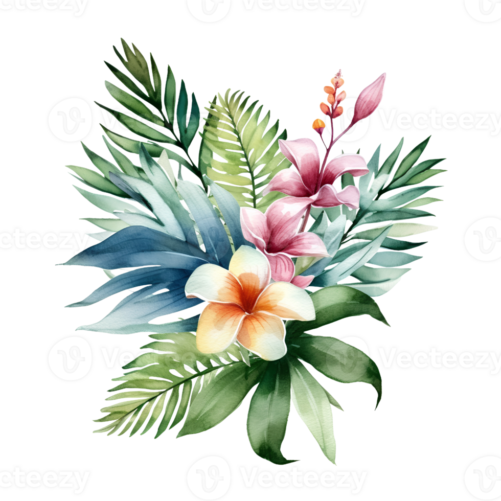 tropical leaf watercolor jungle ai generate png