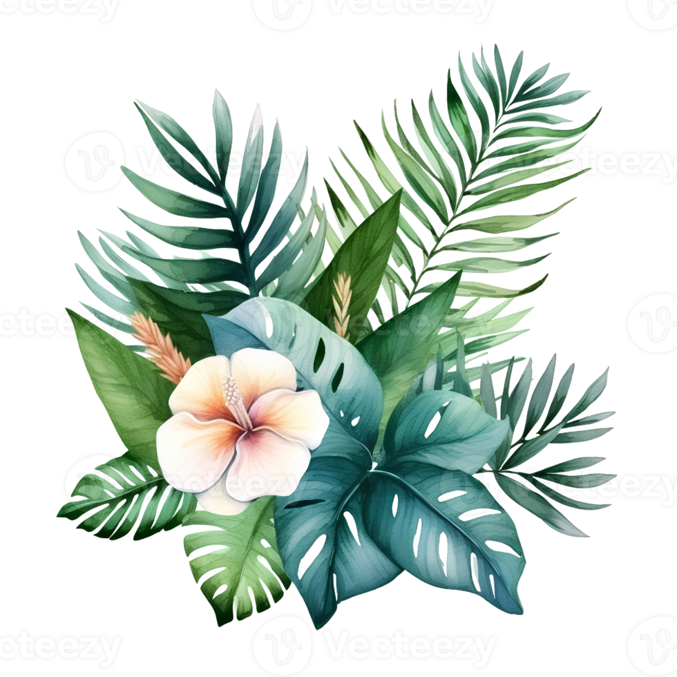 tropical leaf watercolor jungle ai generate png