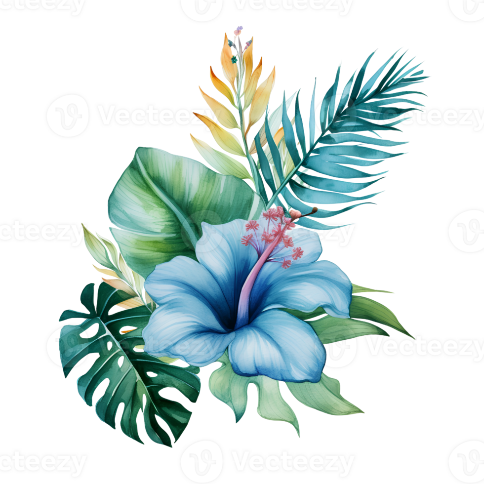 tropical leaf watercolor jungle ai generate png