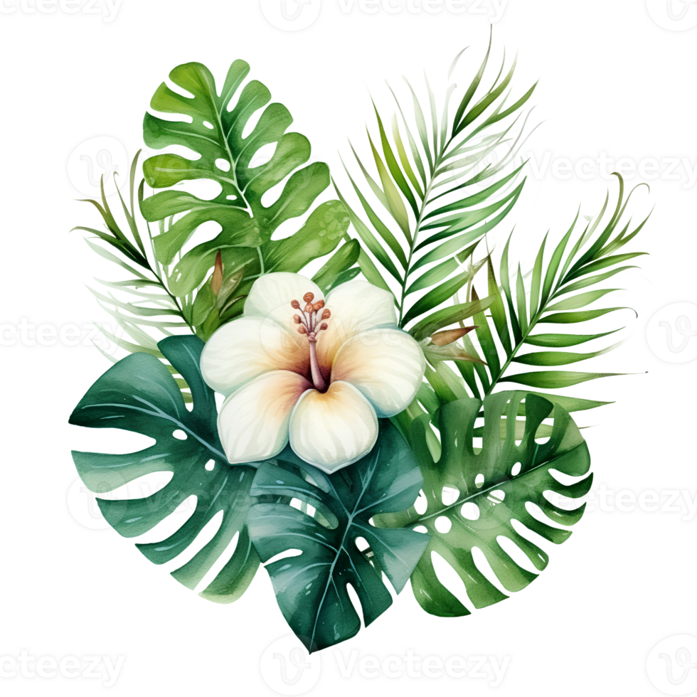 tropical leaf watercolor jungle ai generate png