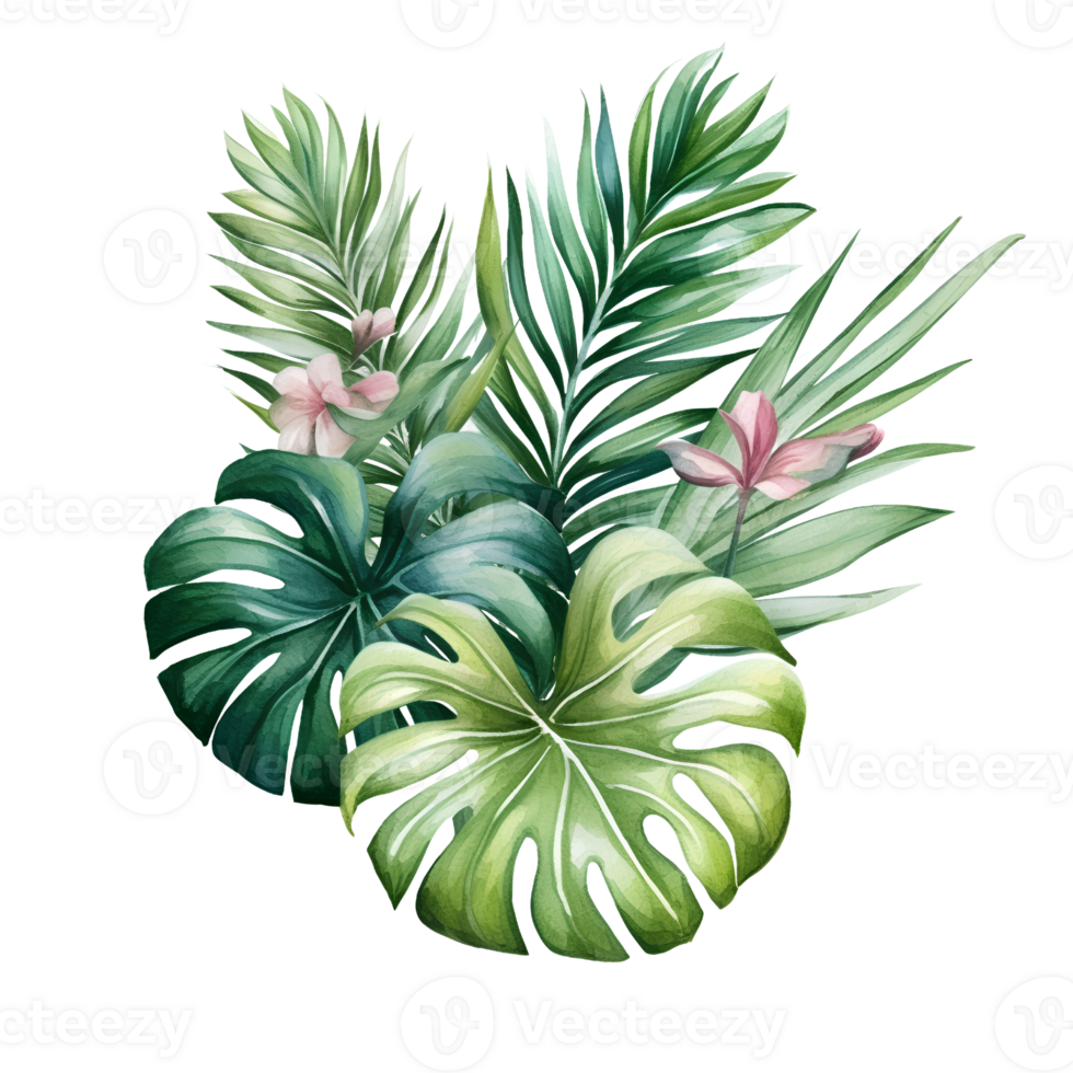 tropical leaf watercolor jungle ai generate png