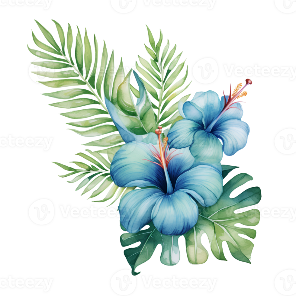 tropical leaf watercolor jungle ai generate png
