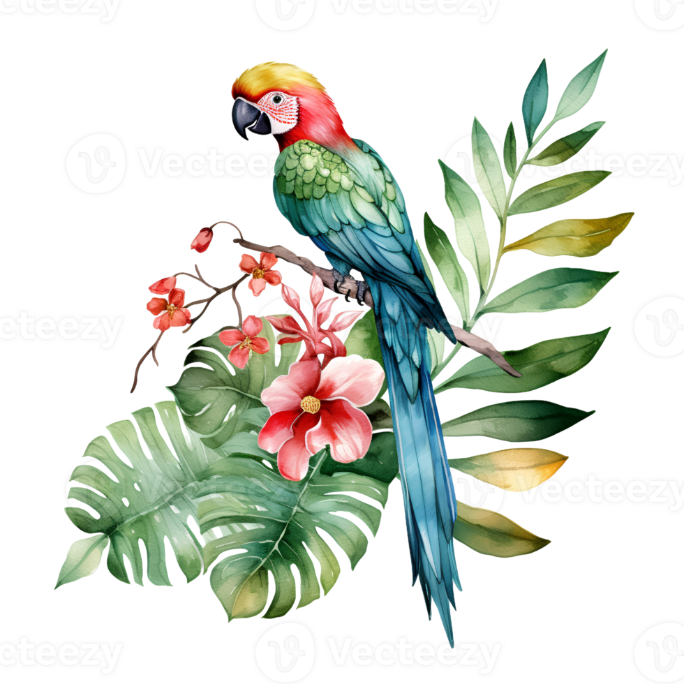 tropical leaf watercolor jungle ai generate png