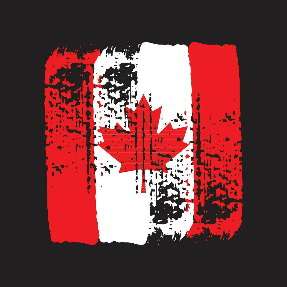 creativo mano dibujado cepillo carrera bandera de Canadá país vector ilustración, Canadá bandera cepillo carrera