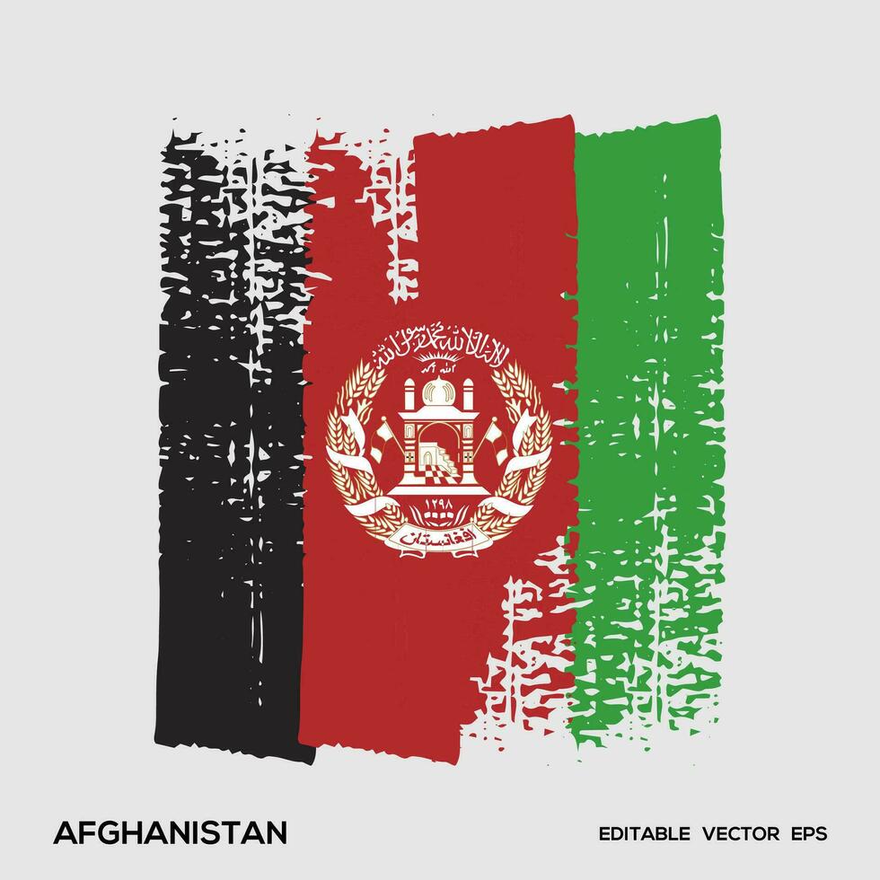 Afghanistan Flag Brush Vector Illustration, Afghanistan flag brush stroke