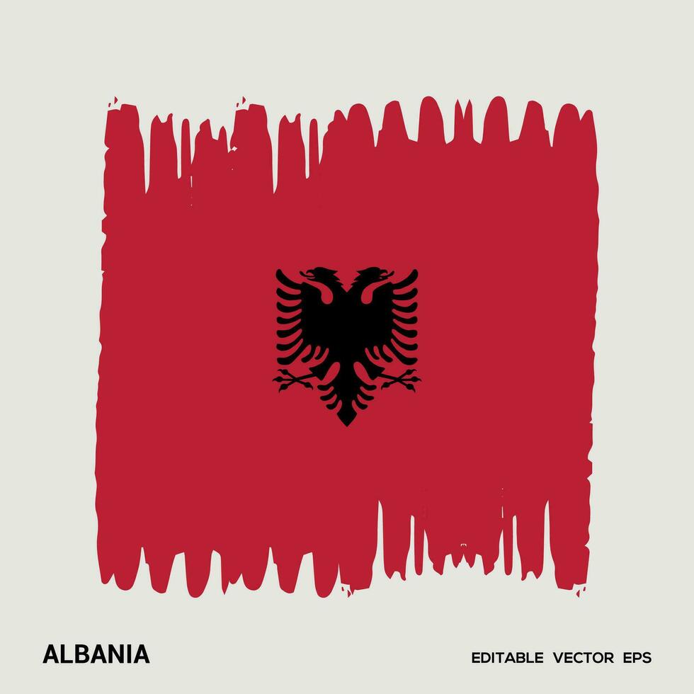 Albania Flag Brush Vector stroke, Flag of Albania in grunge brush stroke.