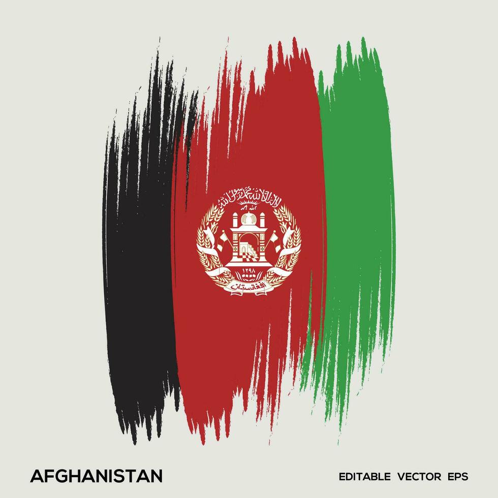 Afghanistan Flag Brush Vector Illustration, Afghanistan flag brush stroke