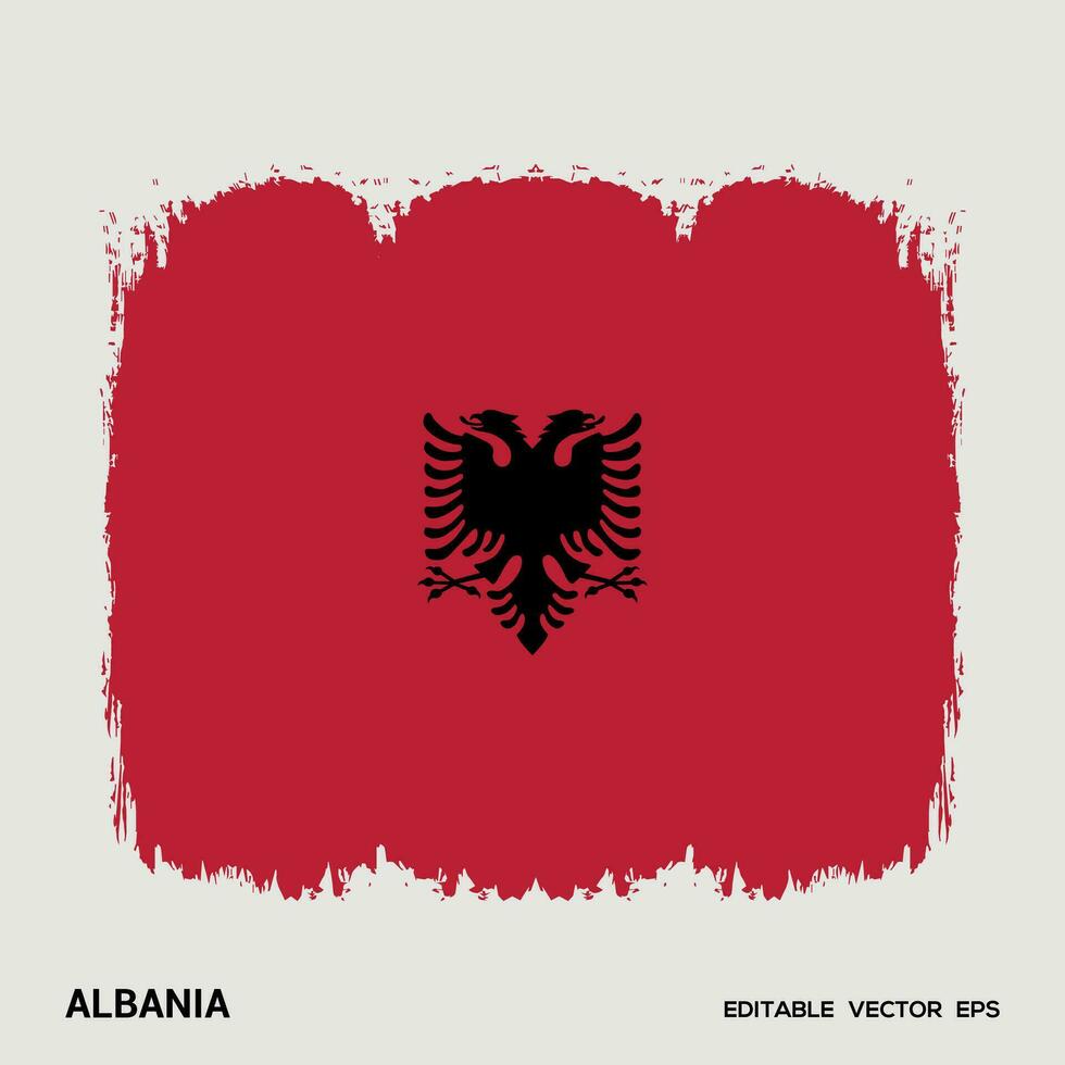 Albania bandera cepillo vector ataque, bandera de Albania en grunge cepillo ataque.