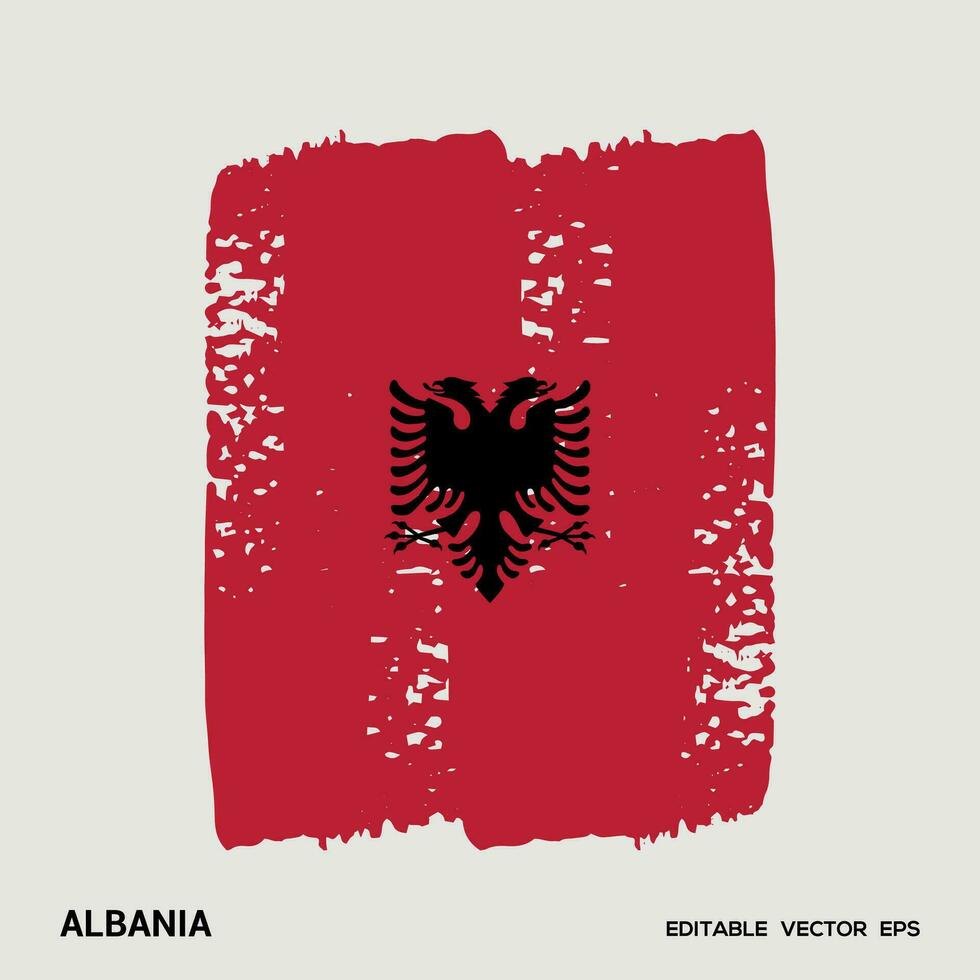 Albania Flag Brush Vector stroke, Flag of Albania in grunge brush stroke.