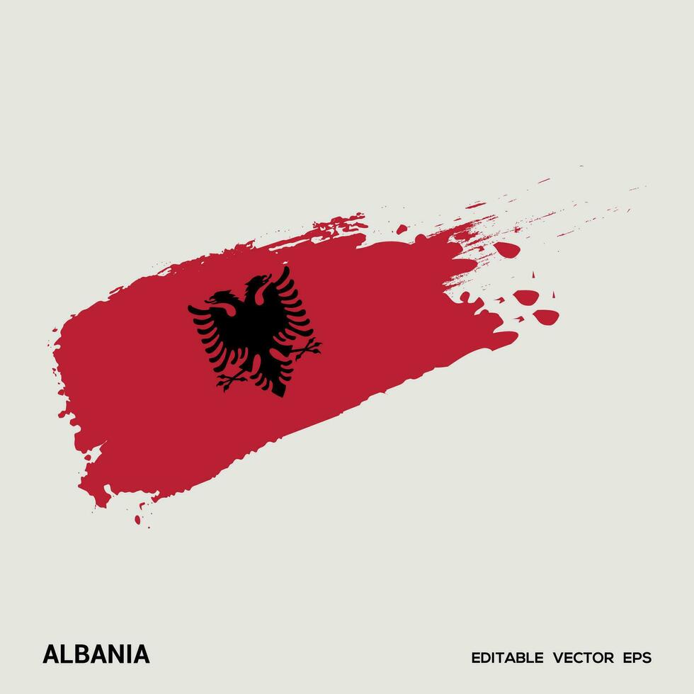 Albania bandera cepillo vector ataque, bandera de Albania en grunge cepillo ataque.