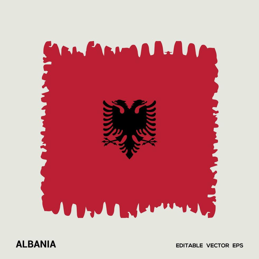 Albania Flag Brush Vector stroke, Flag of Albania in grunge brush stroke.