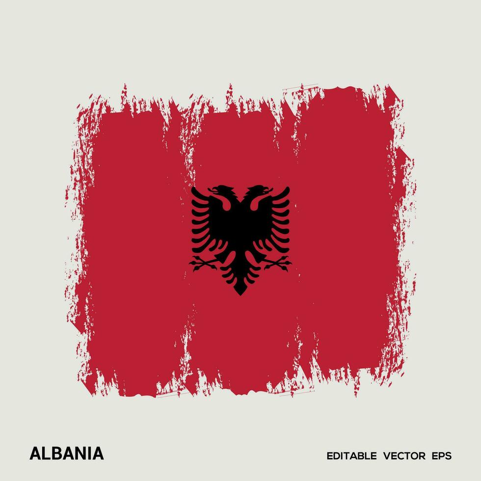 Albania Flag Brush Vector stroke, Flag of Albania in grunge brush stroke.