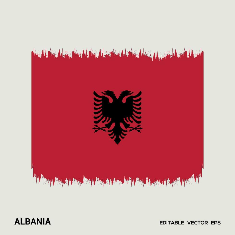 Albania Flag Brush Vector stroke, Flag of Albania in grunge brush stroke.