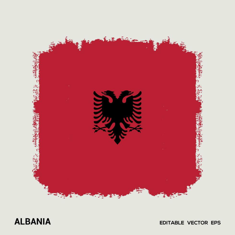 Albania bandera cepillo vector ataque, bandera de Albania en grunge cepillo ataque.