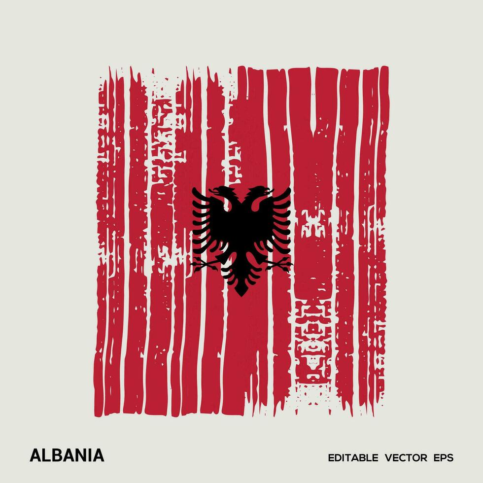 Albania Flag Brush Vector stroke, Flag of Albania in grunge brush stroke.