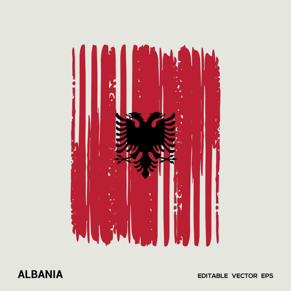 Albania Flag Brush Vector stroke, Flag of Albania in grunge brush stroke.