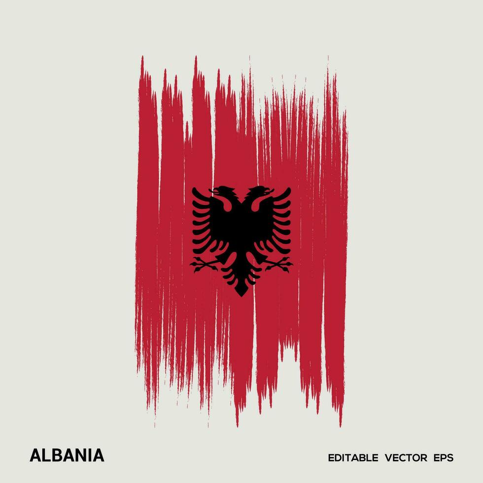 Albania bandera cepillo vector ataque, bandera de Albania en grunge cepillo ataque.