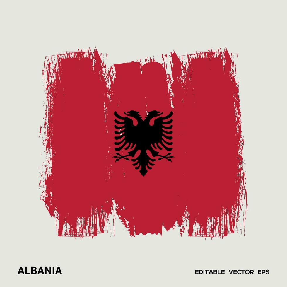Albania Flag Brush Vector stroke, Flag of Albania in grunge brush stroke.
