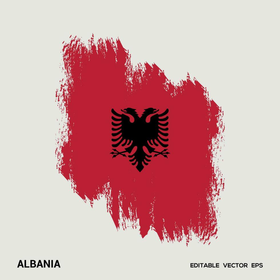 Albania Flag Brush Vector stroke, Flag of Albania in grunge brush stroke.