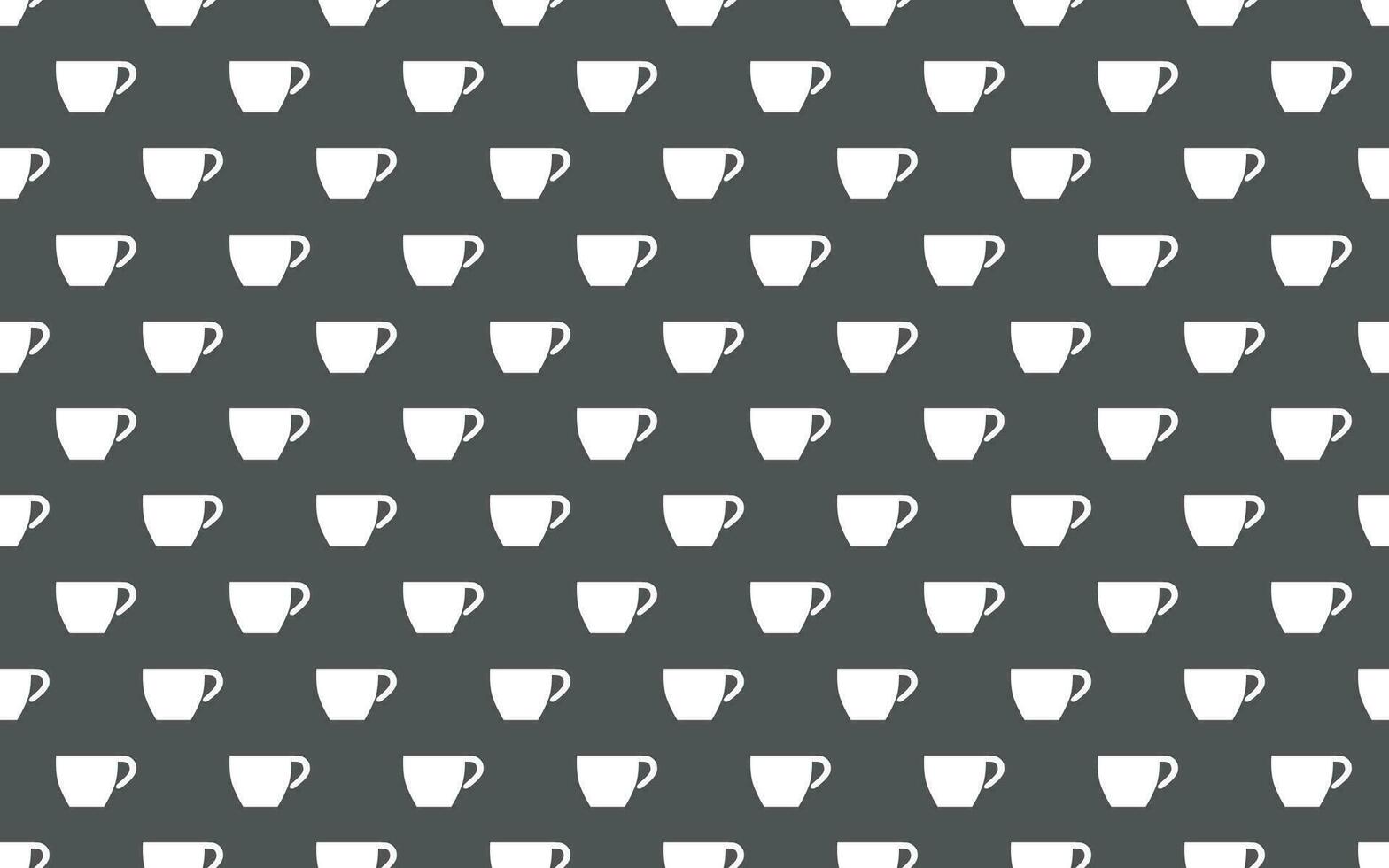 Simple vector coffee background. Seamless pattern with coffee cups on grey background. Repetitive geometric coffee icons