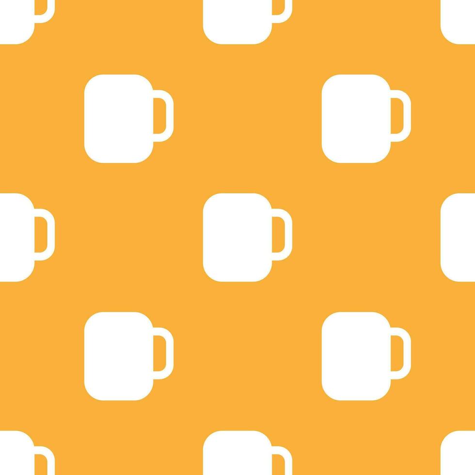 Simple vector beer background. Repetitive geometric beer icons. Seamless pattern with beer glasses on yellow background