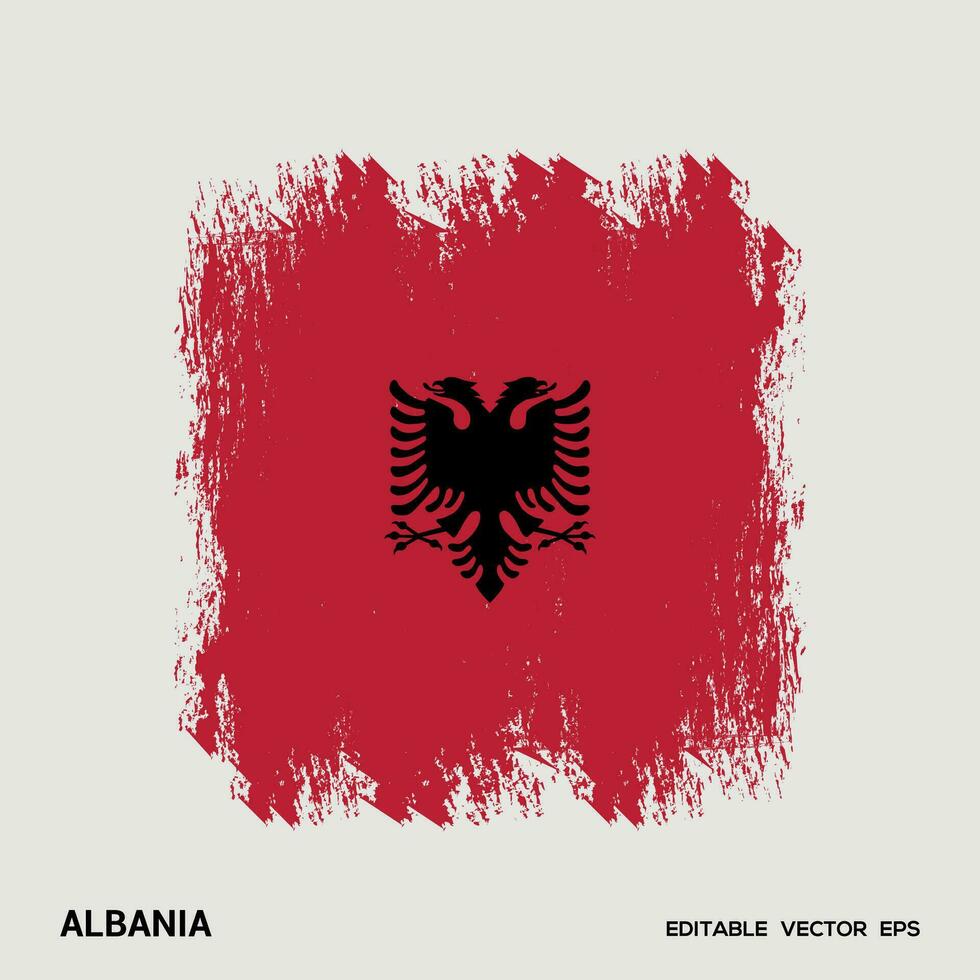 Albania bandera cepillo vector ataque, bandera de Albania en grunge cepillo ataque.