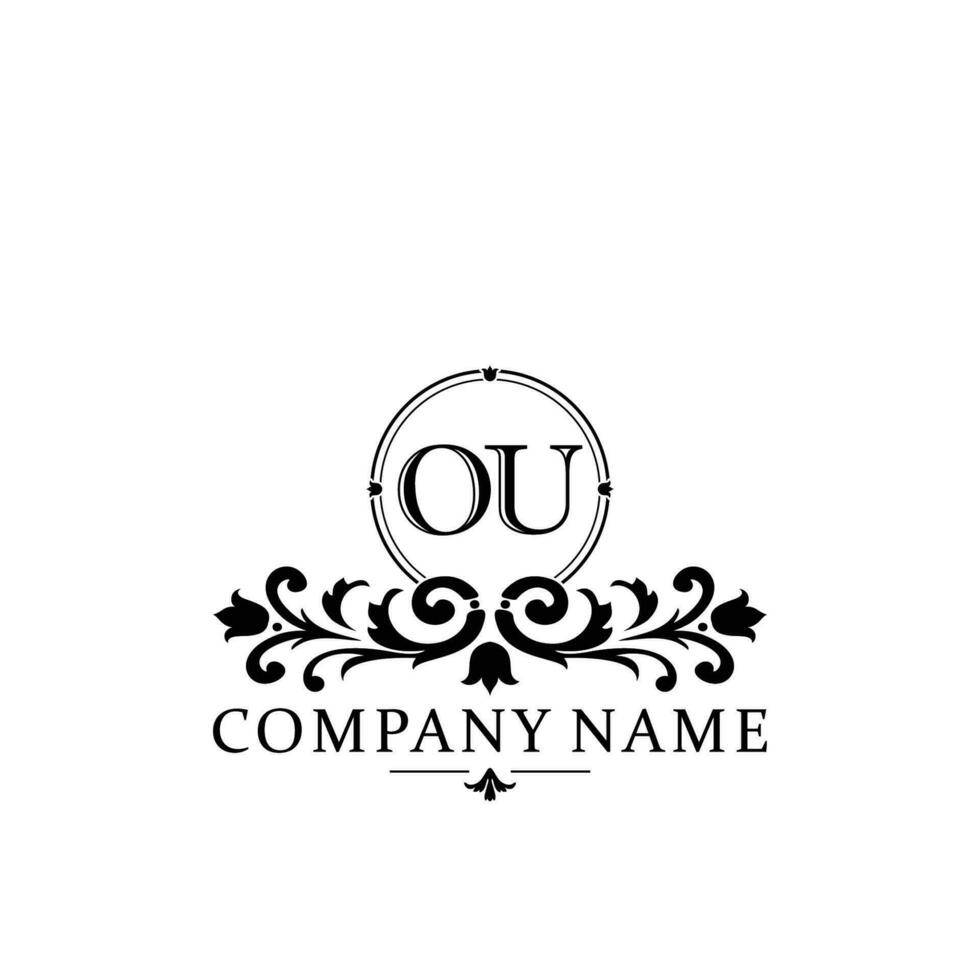 Initial letter OU simple and elegant monogram design template logo vector