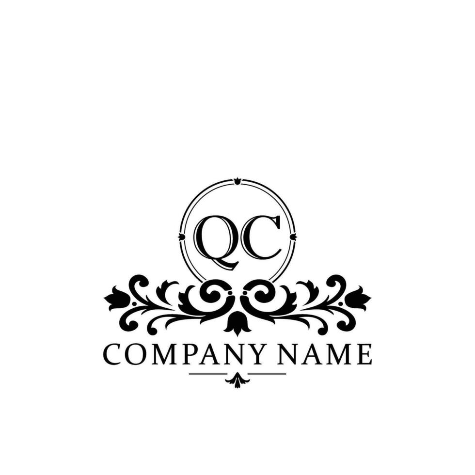 Initial letter QC simple and elegant monogram design template logo vector