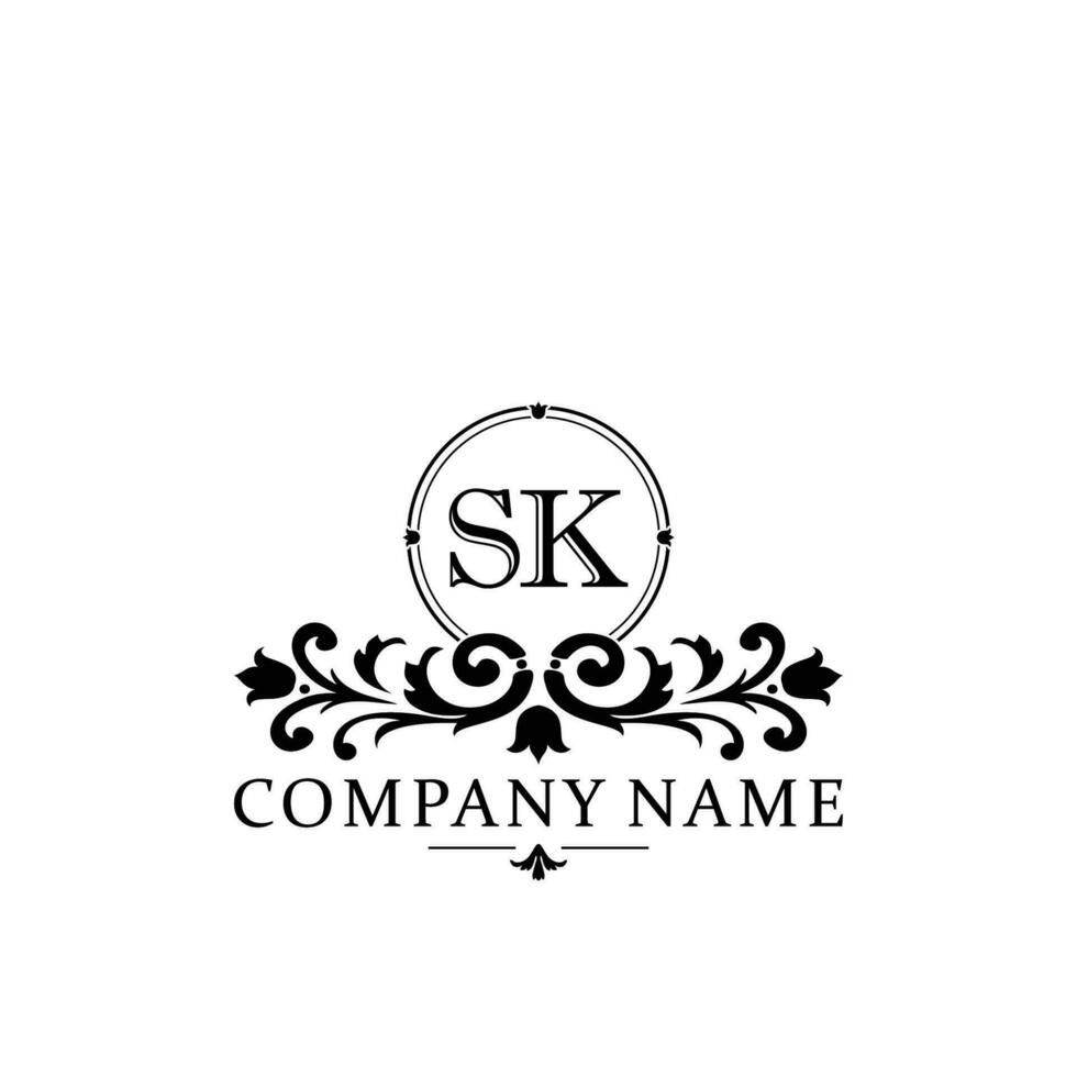 Initial letter SK simple and elegant monogram design template logo vector