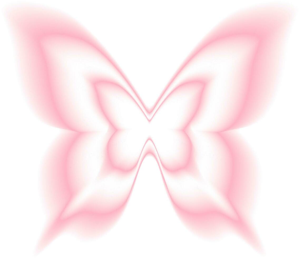 Stickers with a blurred Y2K effect.   Butterfly shapes in trendy retro style. Vector illustration.