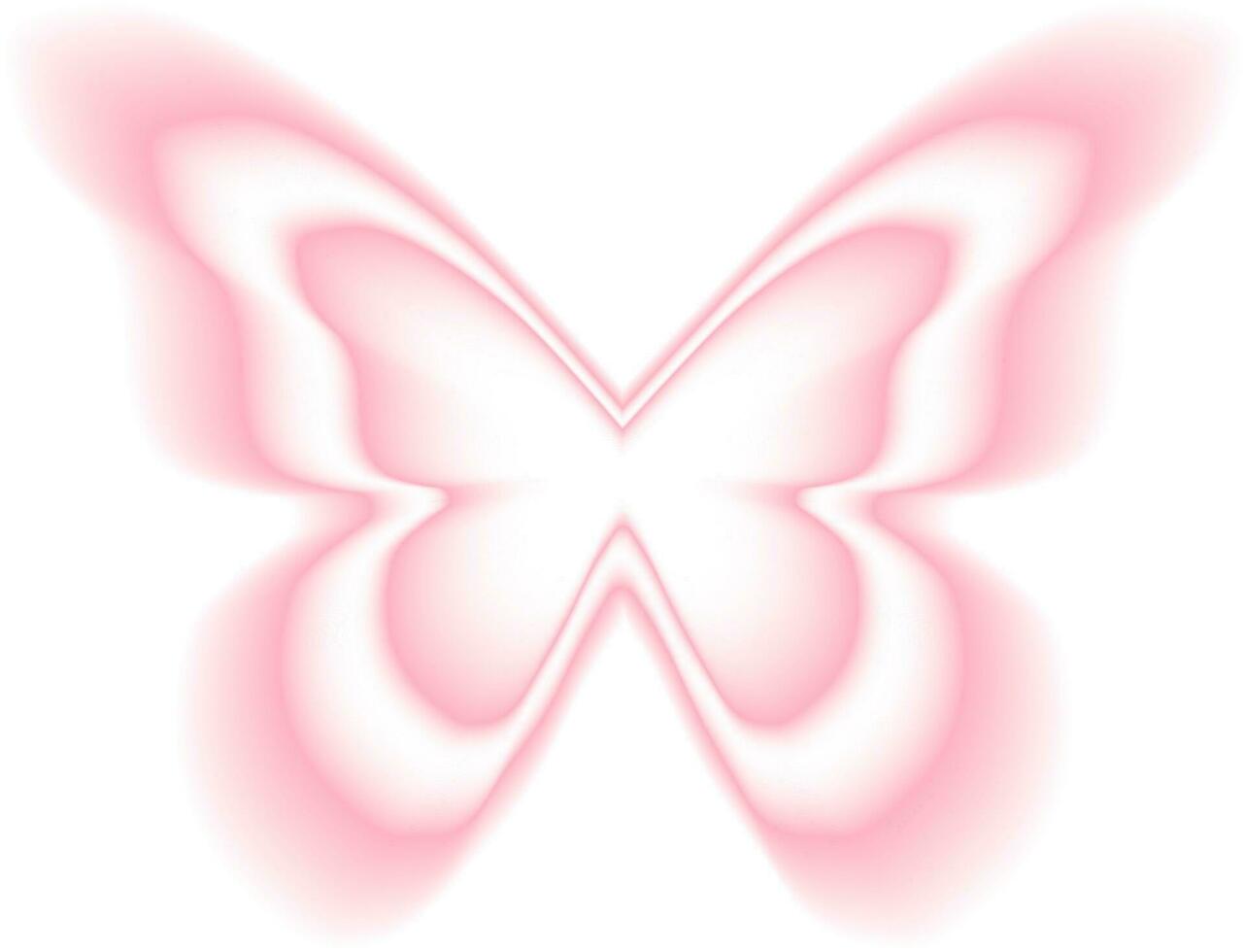 Stickers with a blurred Y2K effect.   Butterfly shapes in trendy retro style. Vector illustration.