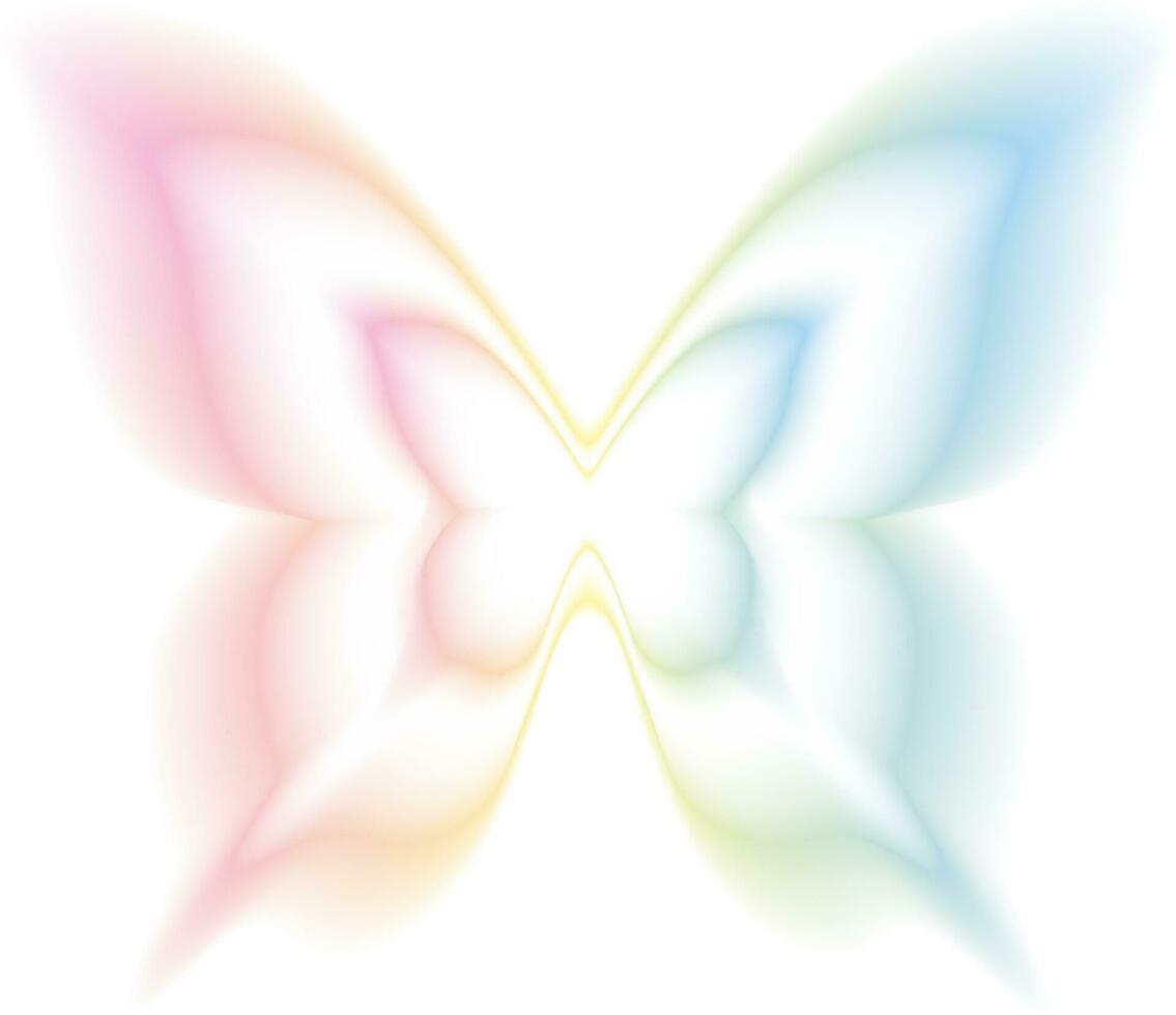 Stickers with a blurred Y2K effect.   Butterfly shapes in trendy retro style. Vector illustration.