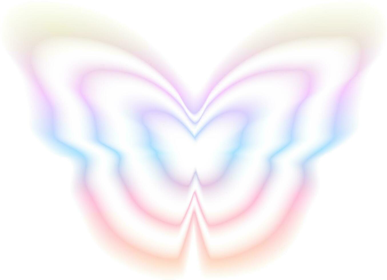 Stickers with a blurred Y2K effect.   Butterfly shapes in trendy retro style. Vector illustration.