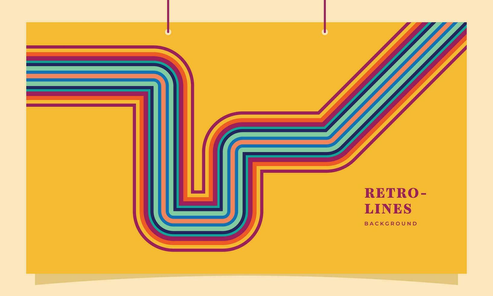 Retro lines background template copy space. Colorful vintage stripes backdrop design for poster, banner, landing page, brochure, magazine, cover, festival, or event. vector