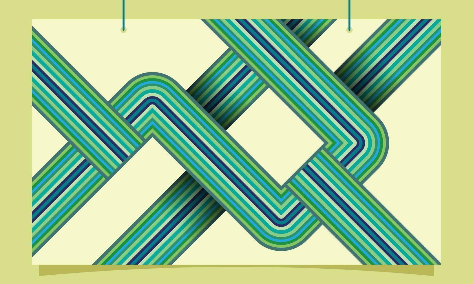 Green geometric retro lines background template copy space. Vintage stripes dynamic backdrop design for poster, landing page, banner, magazine, cover, or presentation. vector