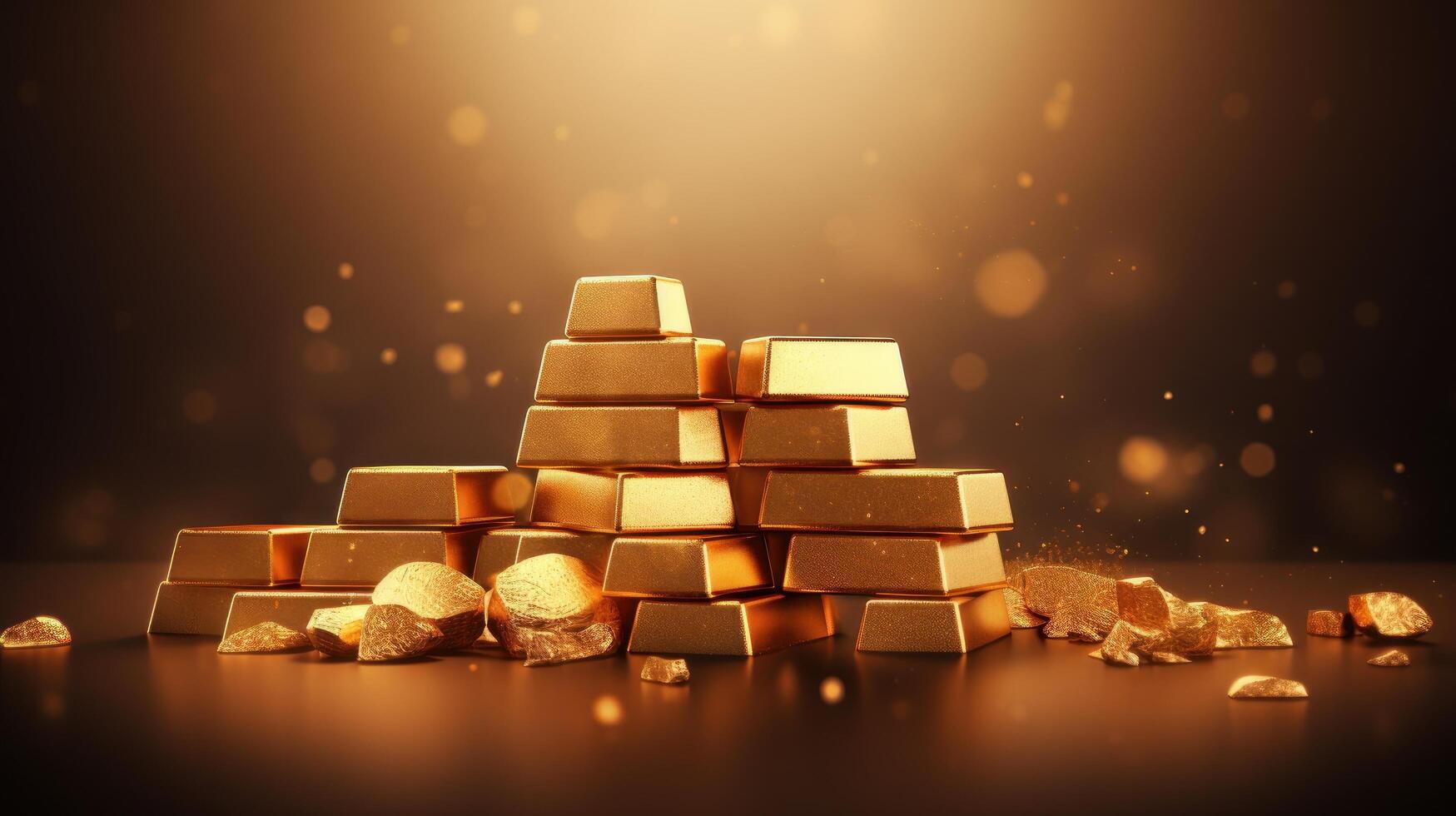 Stack of Gold Bars Background, Financial Concepts, Global Recession and Economic Crisis. photo